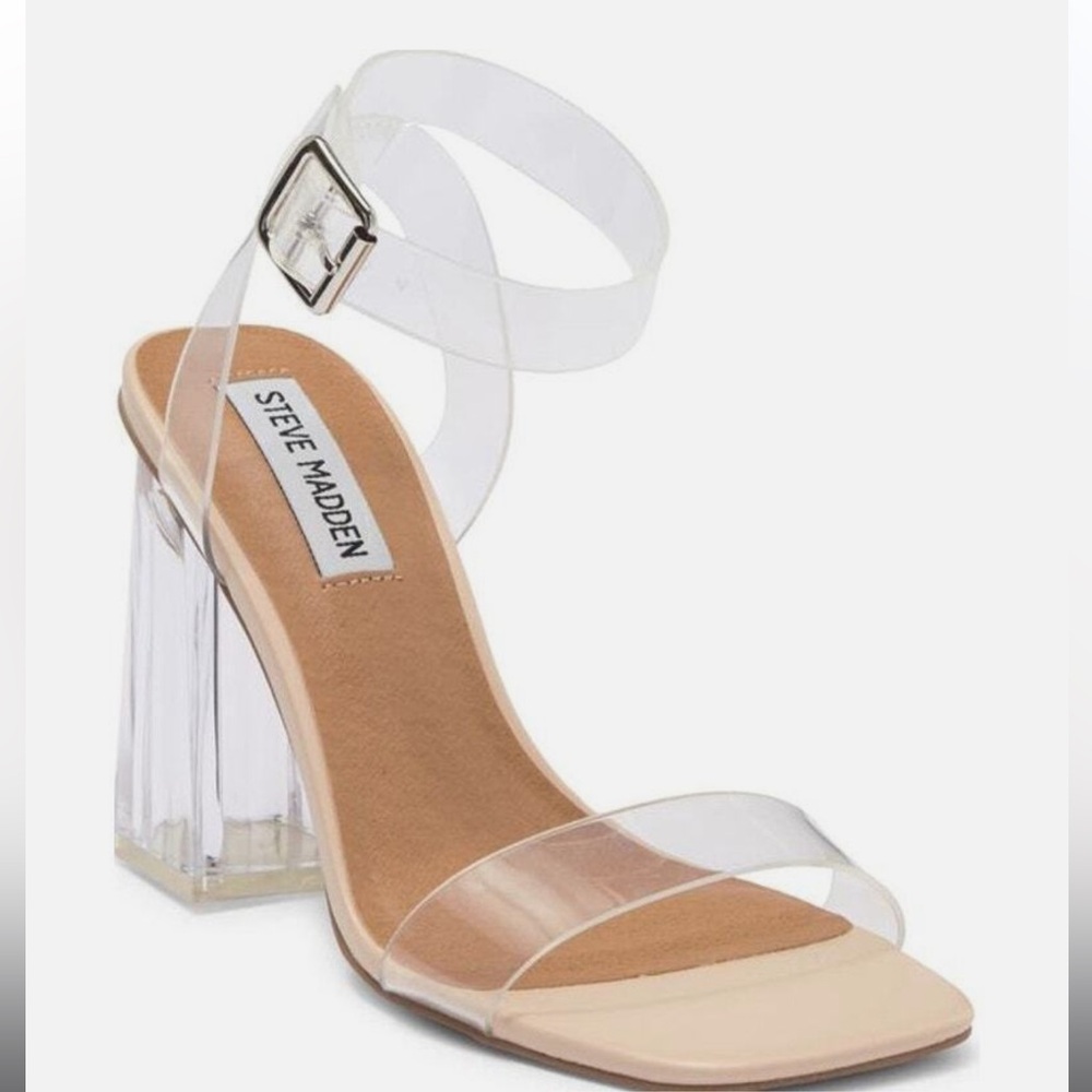 Steve Madden Clear and Tan Heels